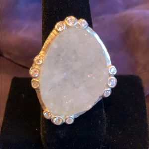 Silpada Druzy, CZ, Sterling Silver Ring Size 8